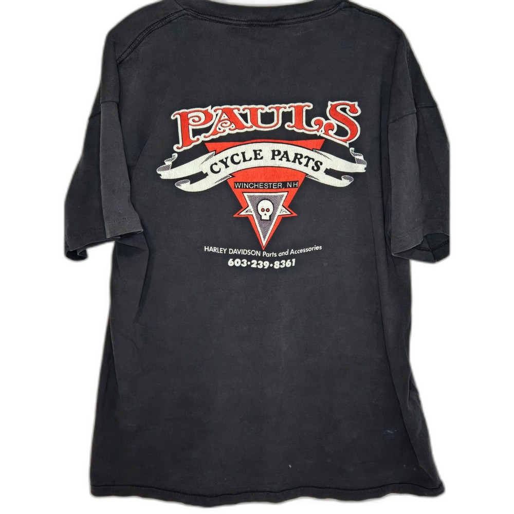 Vintage 90s Paul's Cycle Parts Harley-Davidson T-Shirt | Men's XL Black | Tultex